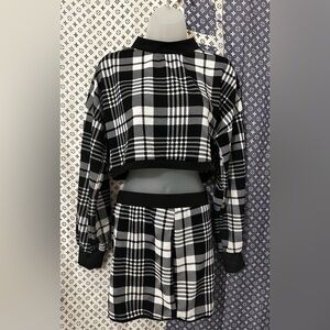 Plaid Black and White Women's Two Piece Skirt